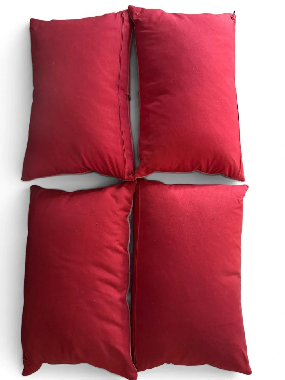 Crate & Barrel Suede Pillow Set of 4 Soft Faded Red Accent Home Decor 12 x 18